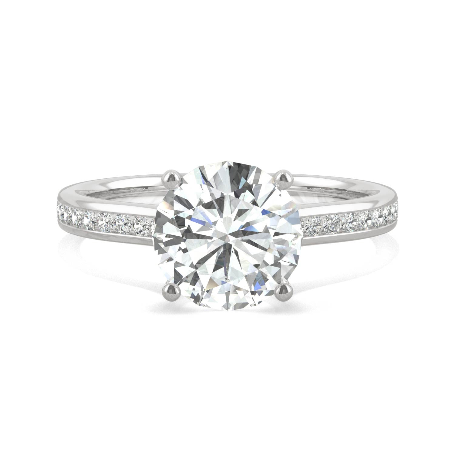 2.08 CTW DEW Round Moissanite Engagement Ring in 14K White Gold