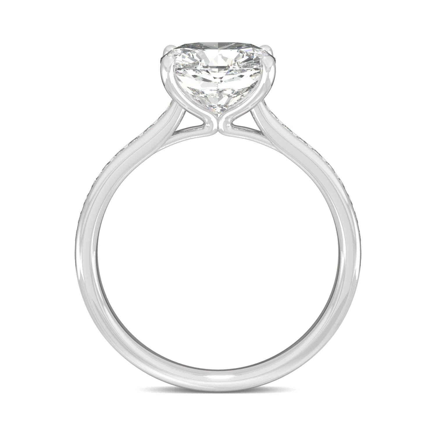 2.58 CTW DEW Cushion Moissanite Engagement Ring in 14K White Gold