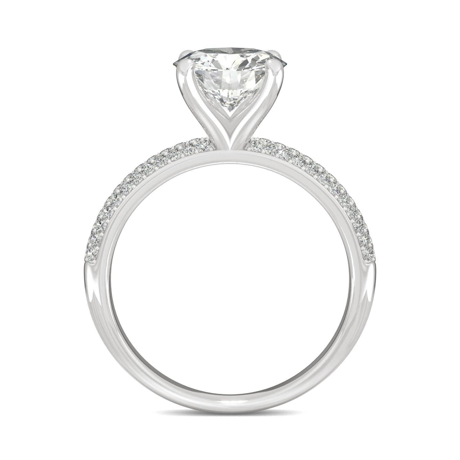 2.11 CTW DEW Round Moissanite Halo Ring in 14K White Gold