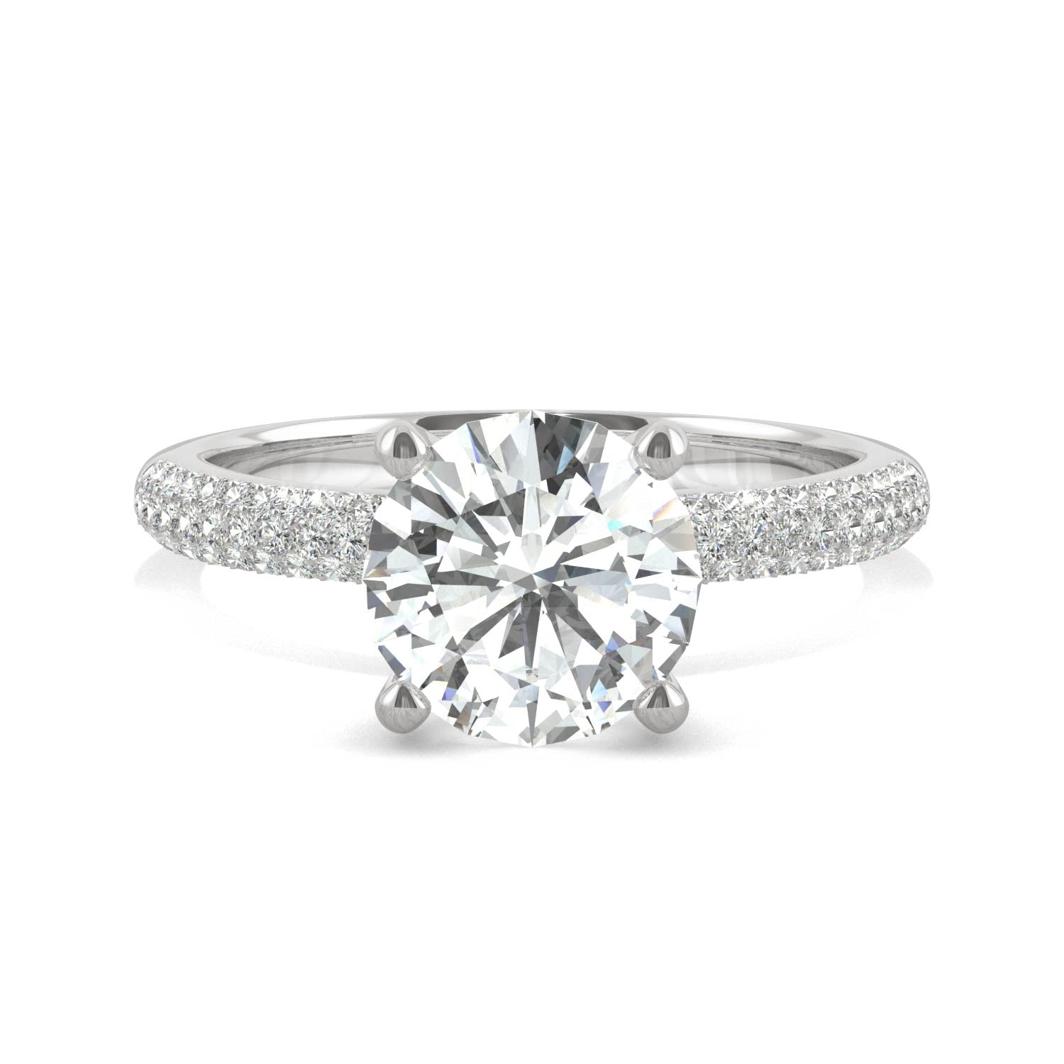 2.11 CTW DEW Round Moissanite Halo Ring in 14K White Gold