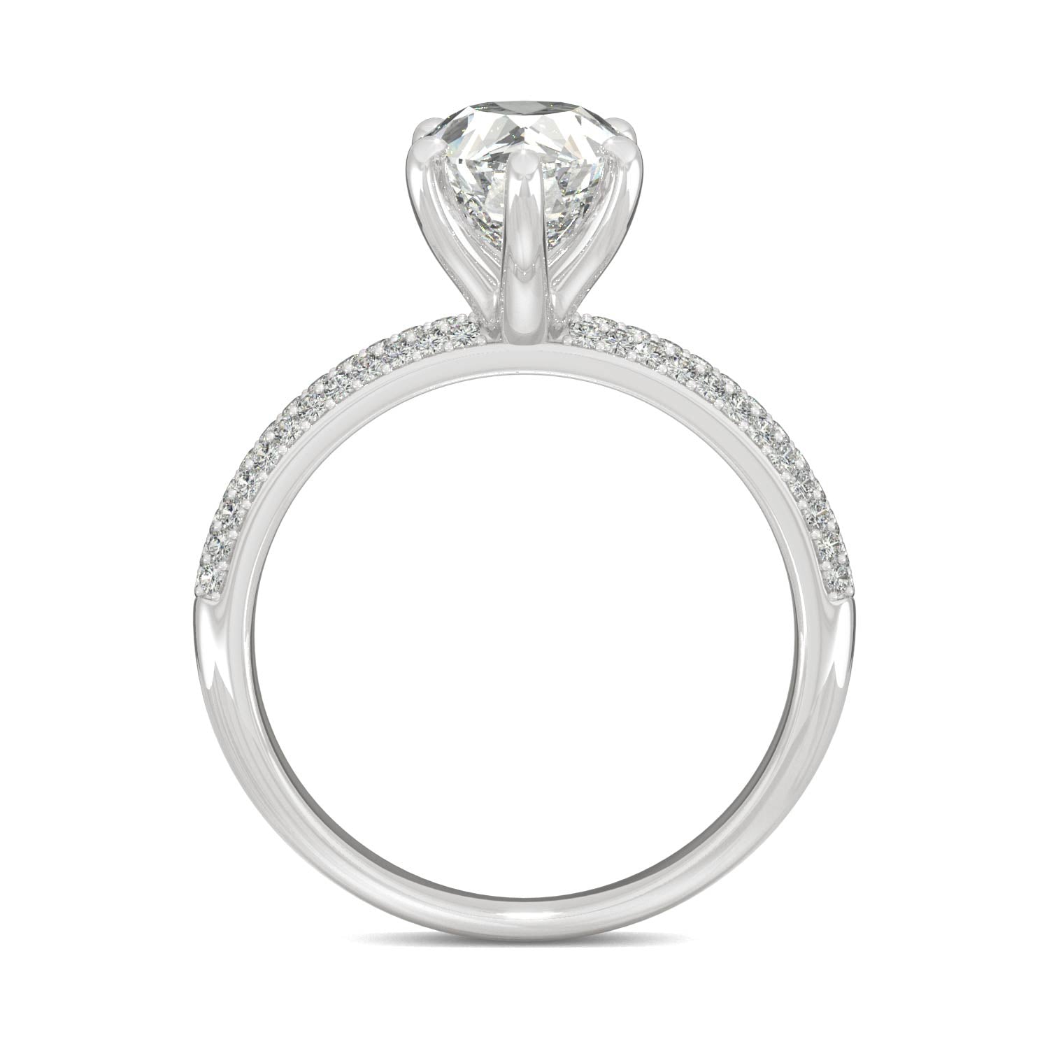 2.31 CTW DEW Pear Moissanite Pave Ring in 14K White Gold