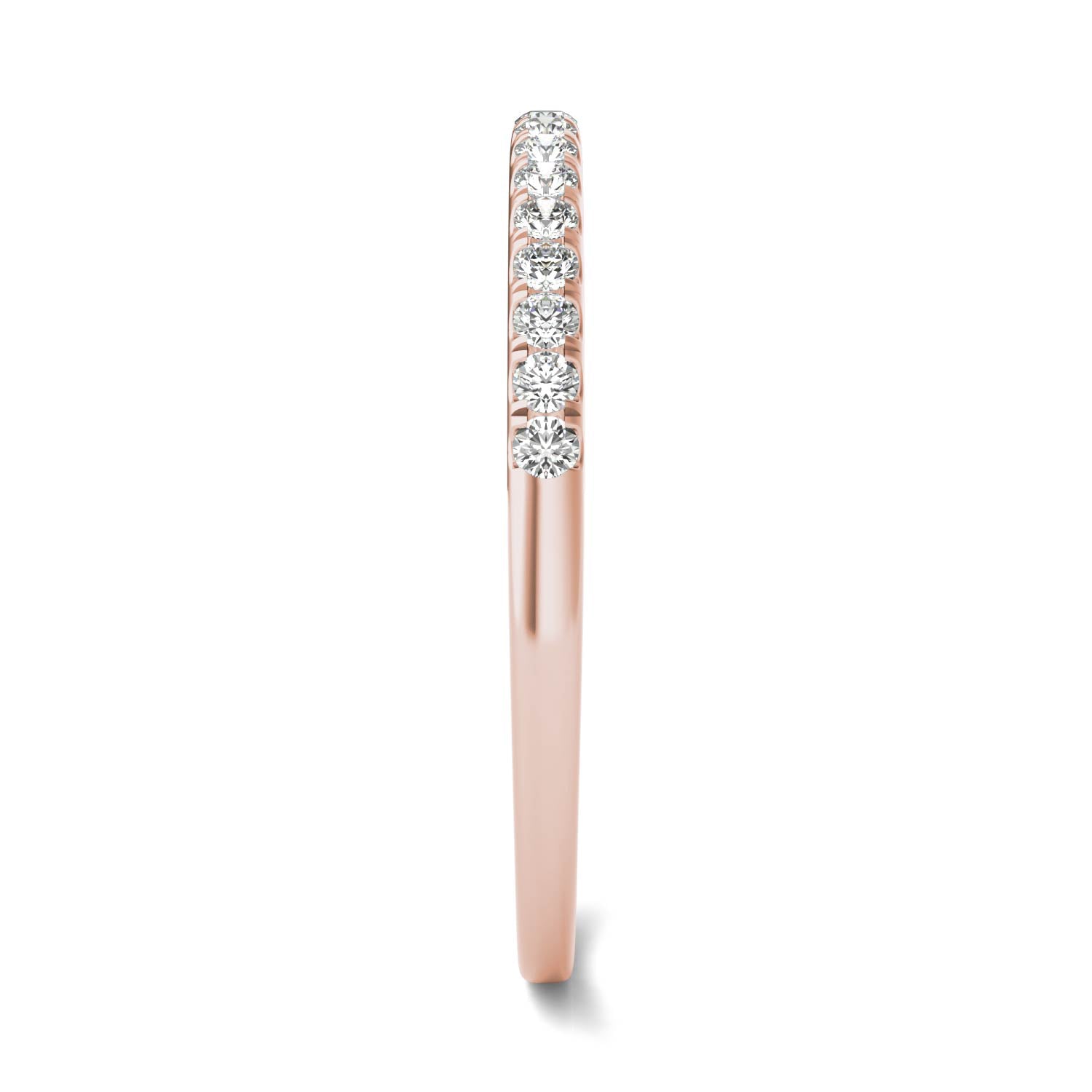 0.16 CTW DEW Round Moissanite Wedding Band in 14K Rose Gold