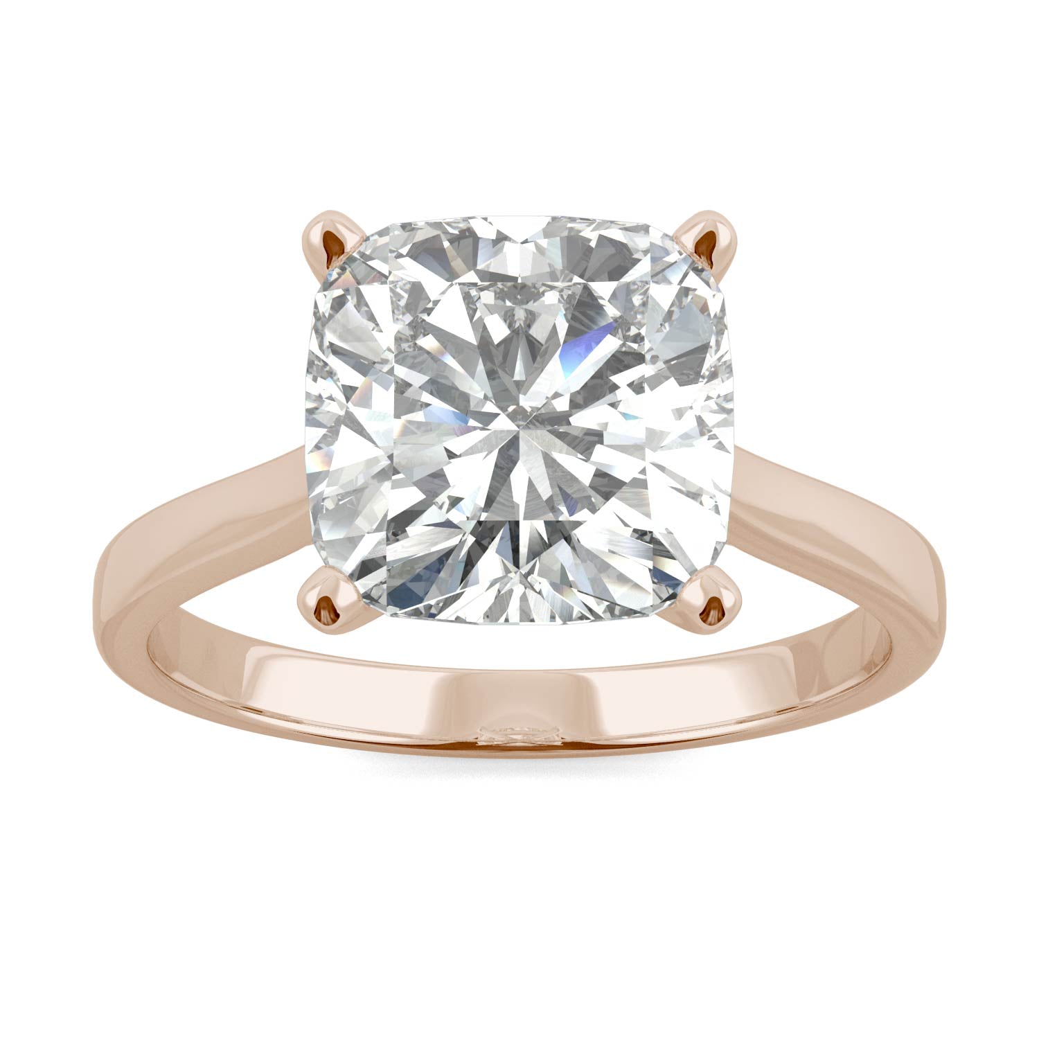 3.30 CTW DEW Cushion Moissanite Engagement Ring in 14K Rose Gold