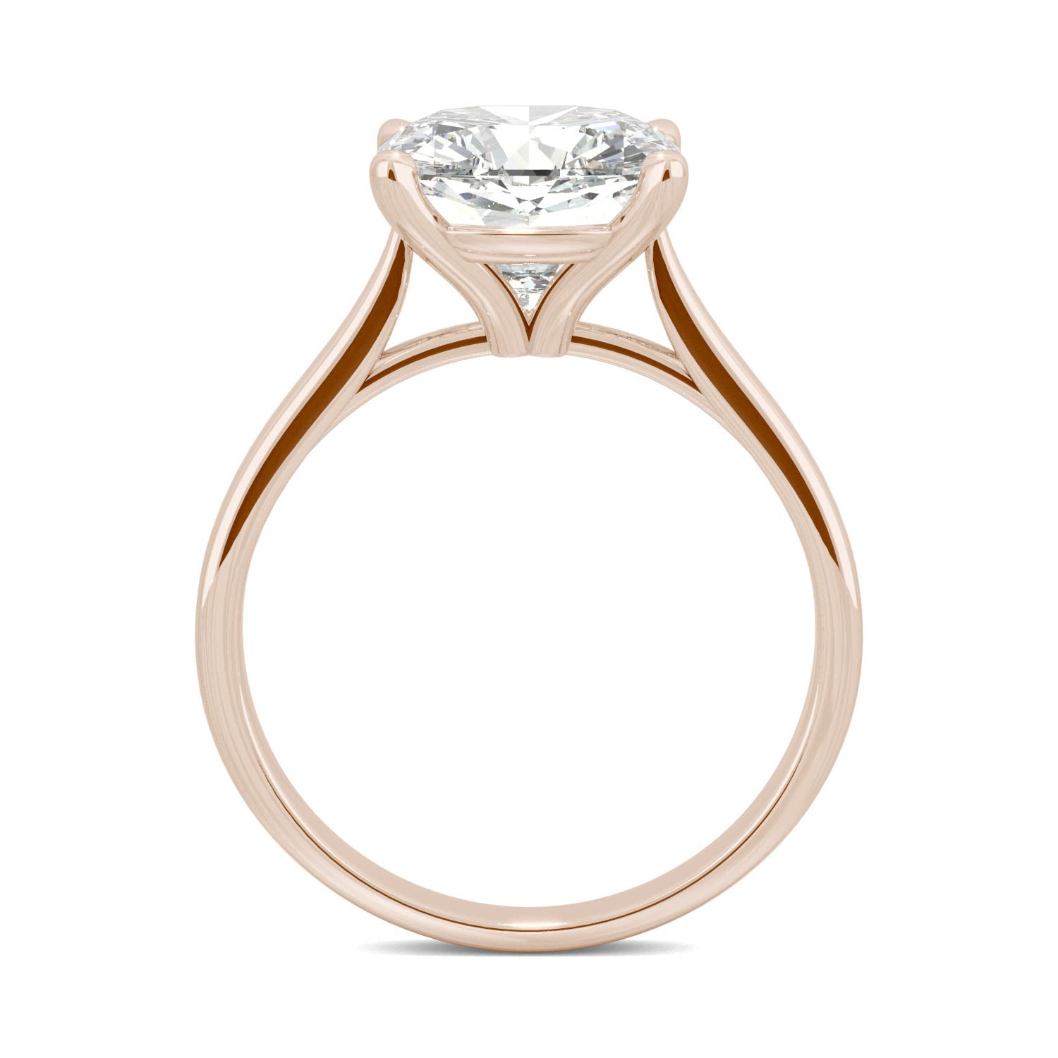 3.30 CTW DEW Cushion Moissanite Engagement Ring in 14K Rose Gold