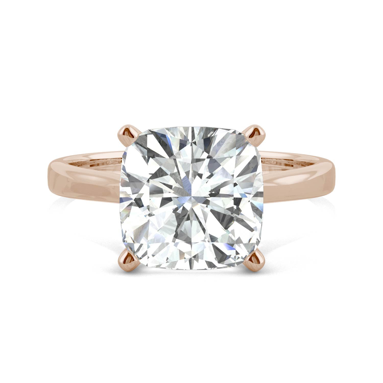 3.30 CTW DEW Cushion Moissanite Engagement Ring in 14K Rose Gold