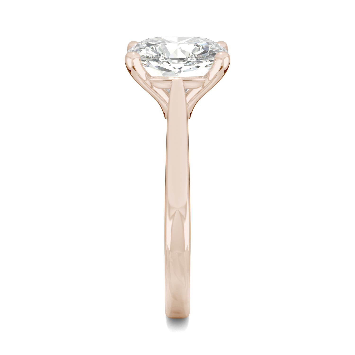 3.30 CTW DEW Cushion Moissanite Engagement Ring in 14K Rose Gold