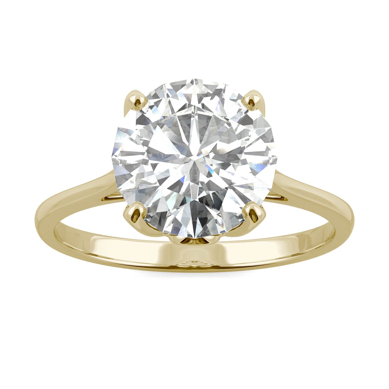 2.70 CTW DEW Round Moissanite Solitaire Engagement Ring in 14K Yellow Gold