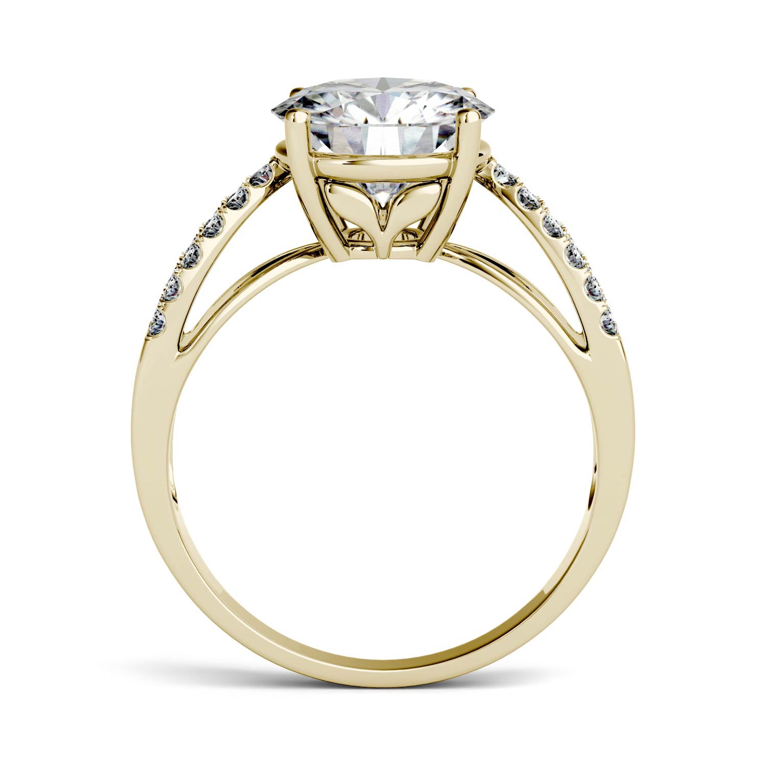 2.92 CTW DEW Round Moissanite Engagement Ring in 14K Yellow Gold