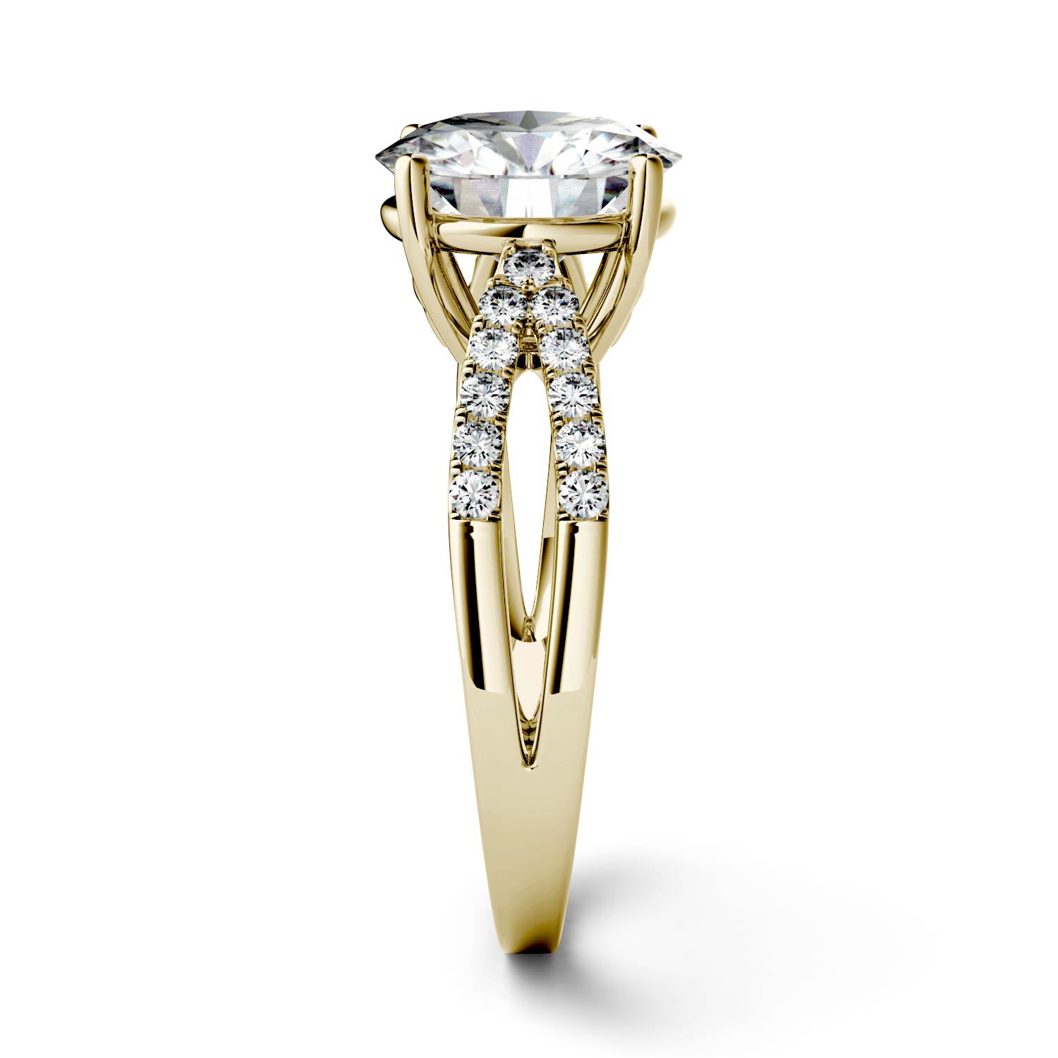 2.92 CTW DEW Round Moissanite Engagement Ring in 14K Yellow Gold