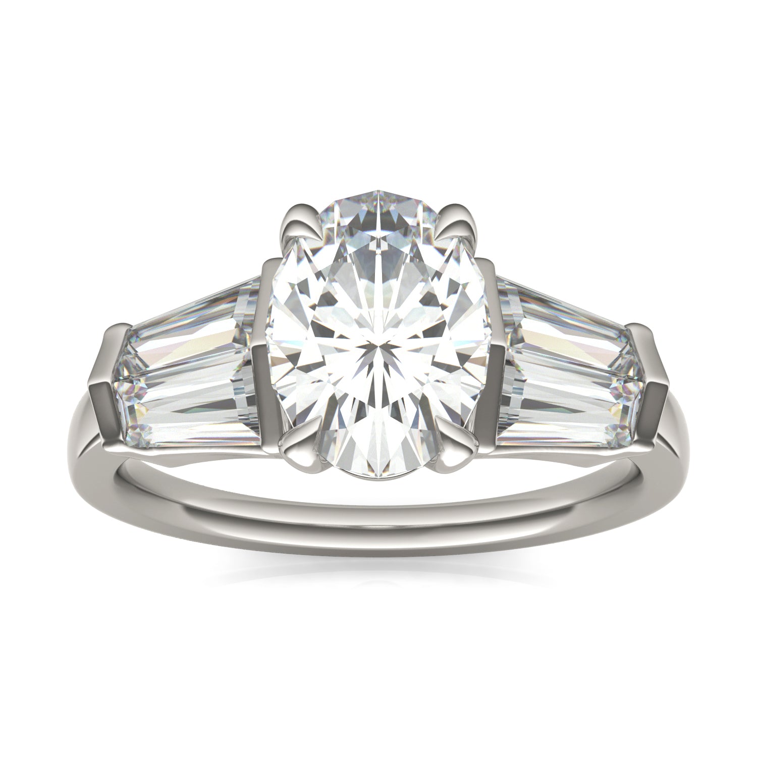 3.26 CTW DEW Oval Moissanite Five-Stone Ring in 14K White Gold