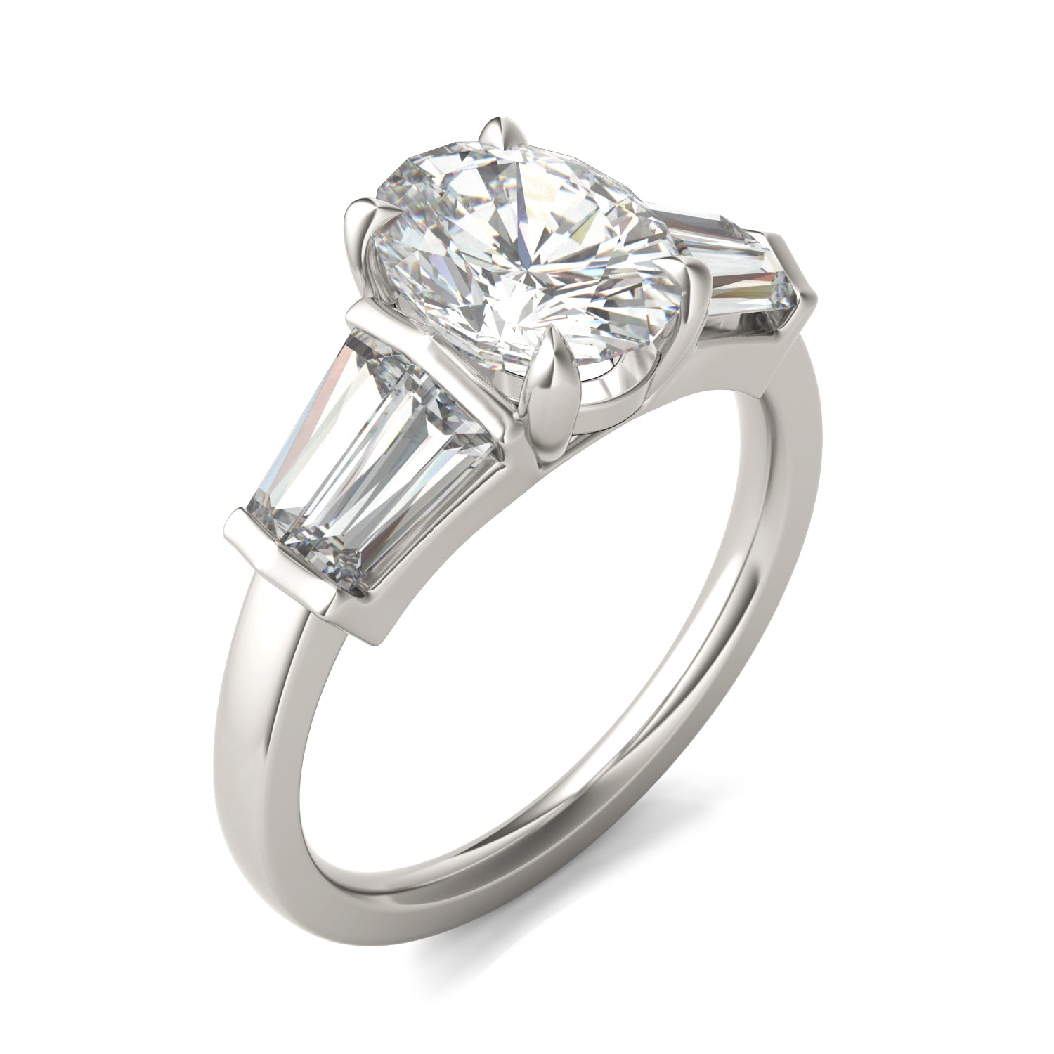 3.26 CTW DEW Oval Moissanite Five-Stone Ring in 14K White Gold
