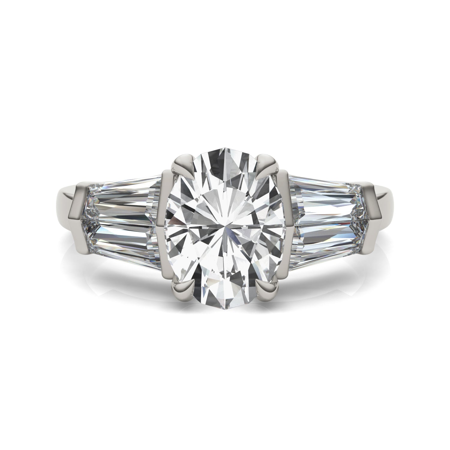 3.26 CTW DEW Oval Moissanite Five-Stone Ring in 14K White Gold