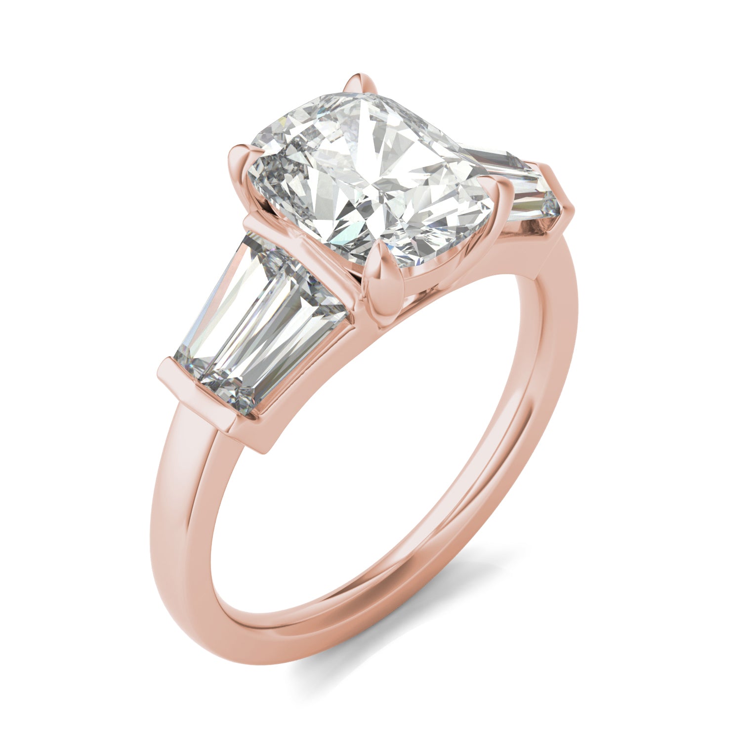 3.46 CTW DEW Elongated Cushion Moissanite Five Stone Ring in 14K Rose Gold