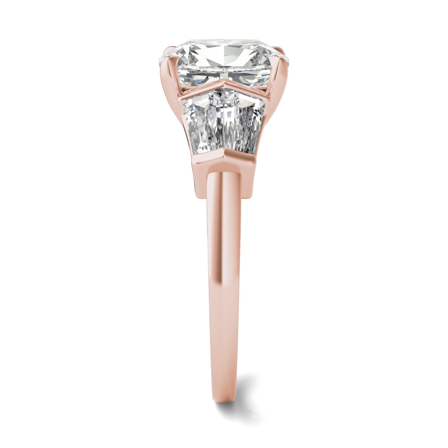3.46 CTW DEW Elongated Cushion Moissanite Five Stone Ring in 14K Rose Gold