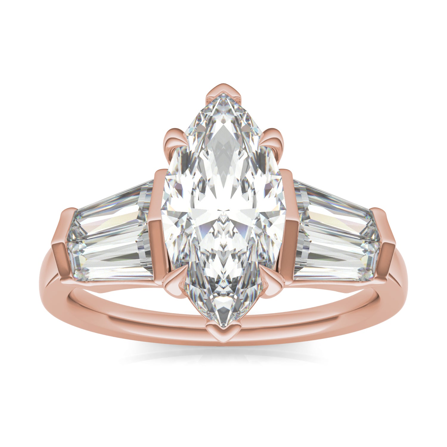3.36 CTW DEW Marquise Moissanite Five-Stone Ring in 14K Rose Gold