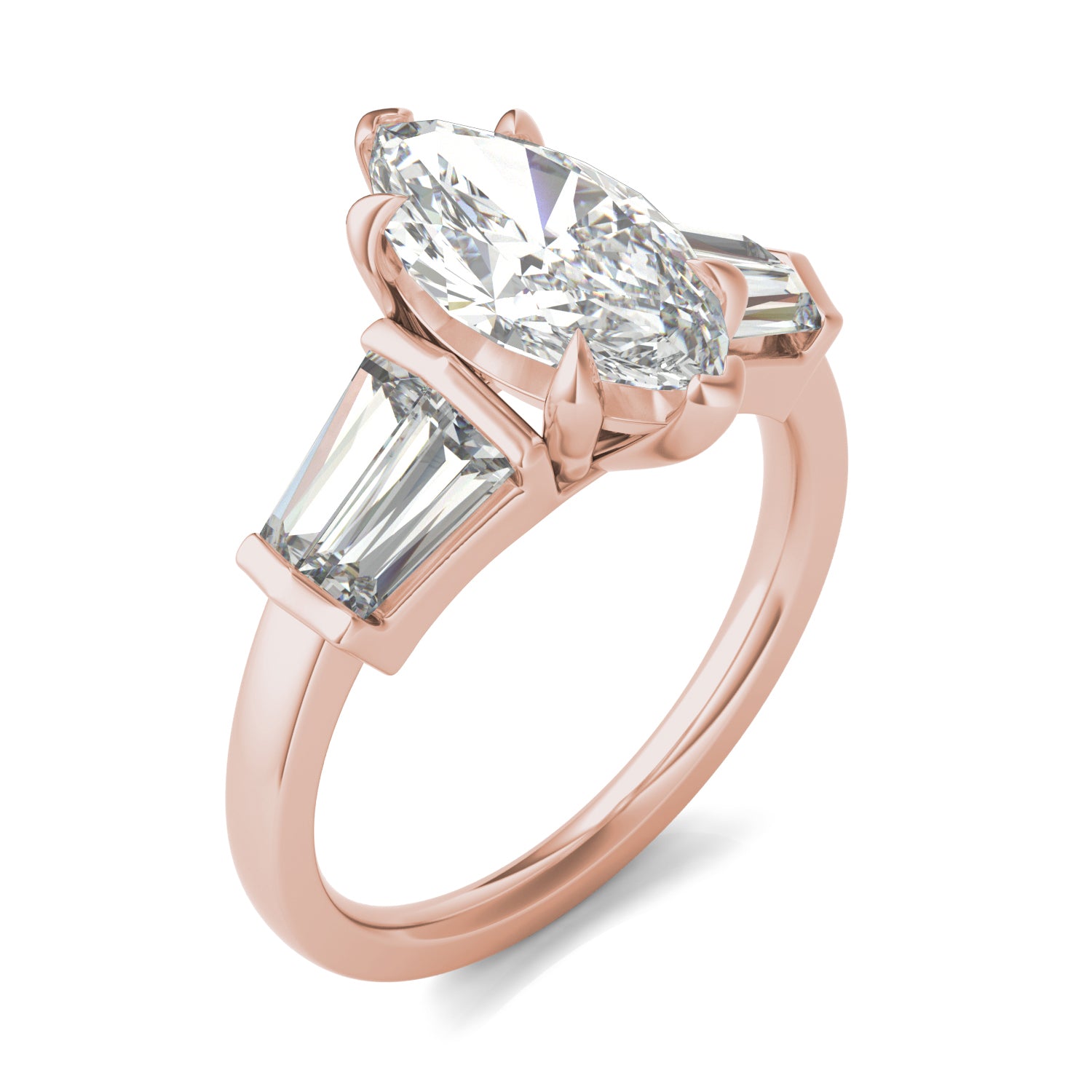 3.36 CTW DEW Marquise Moissanite Five Stone Ring in 14K Rose Gold