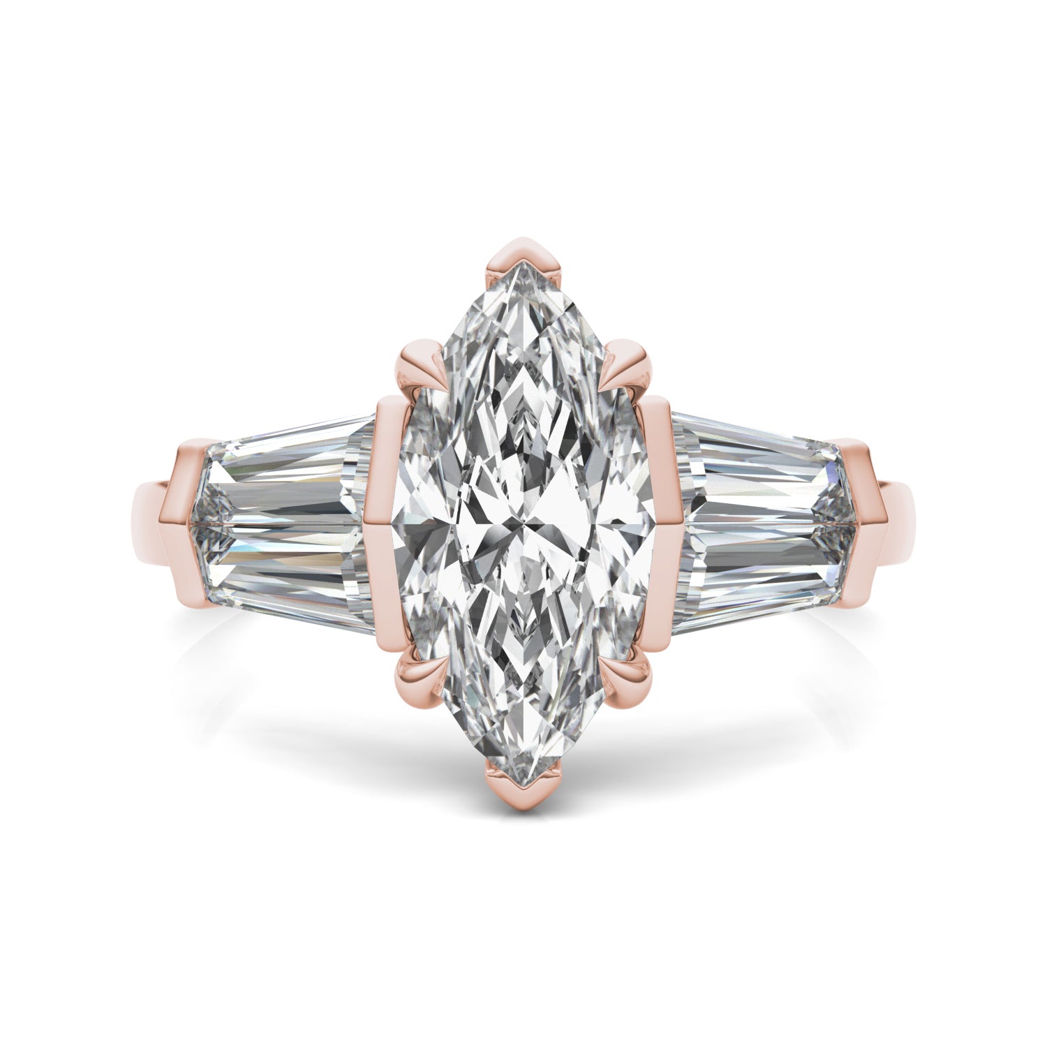 3.36 CTW DEW Marquise Moissanite Five-Stone Ring in 14K Rose Gold