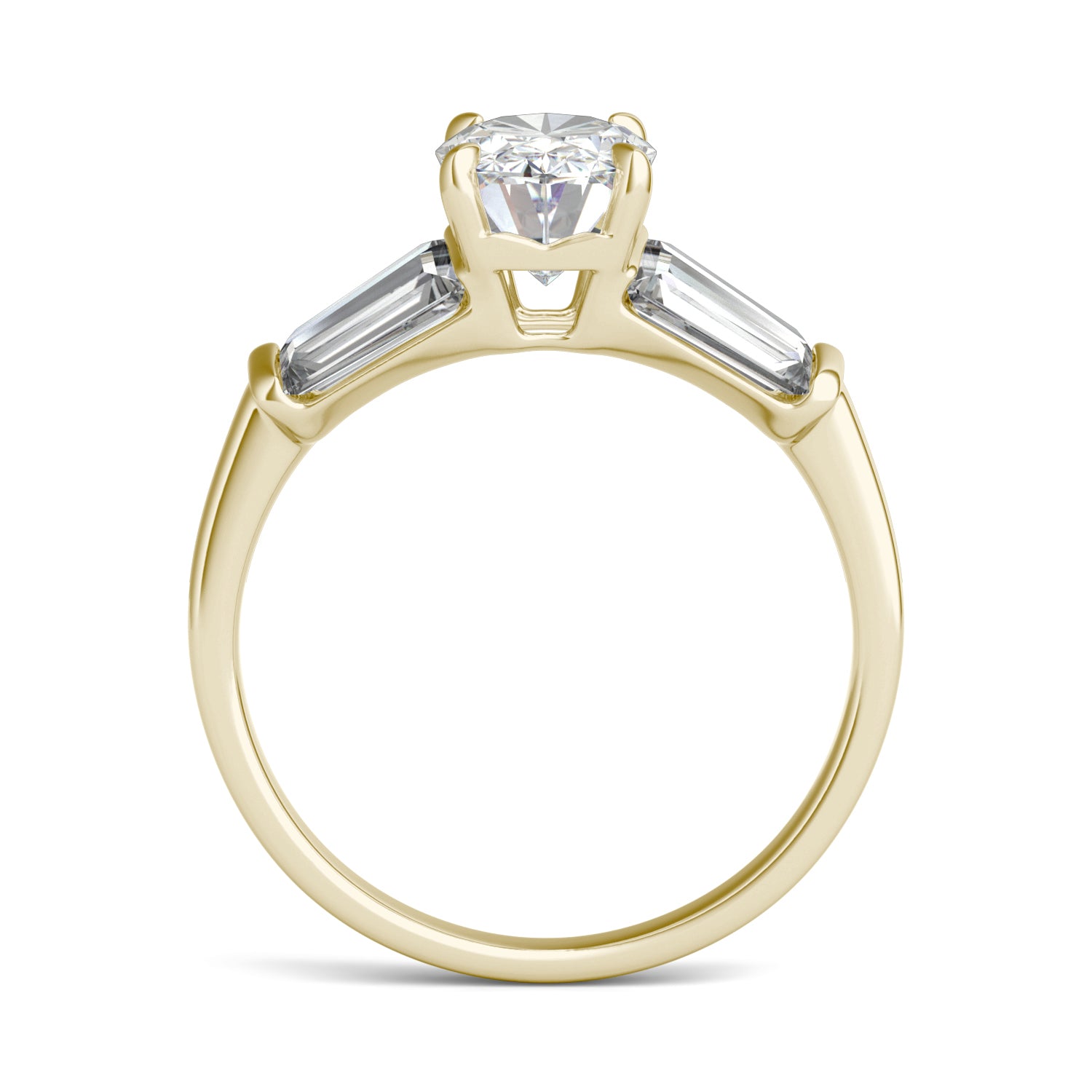3.46 CTW DEW Elongated Oval Moissanite Five-Stone Ring in 14K Yellow Gold