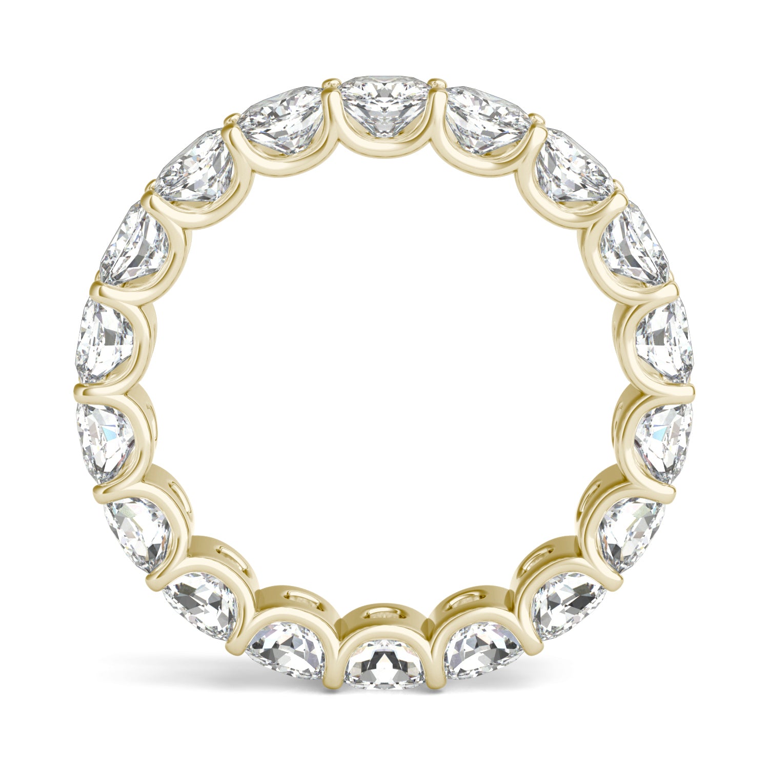 4.18 CTW DEW Cushion Moissanite Eternity Band in 14K Yellow Gold