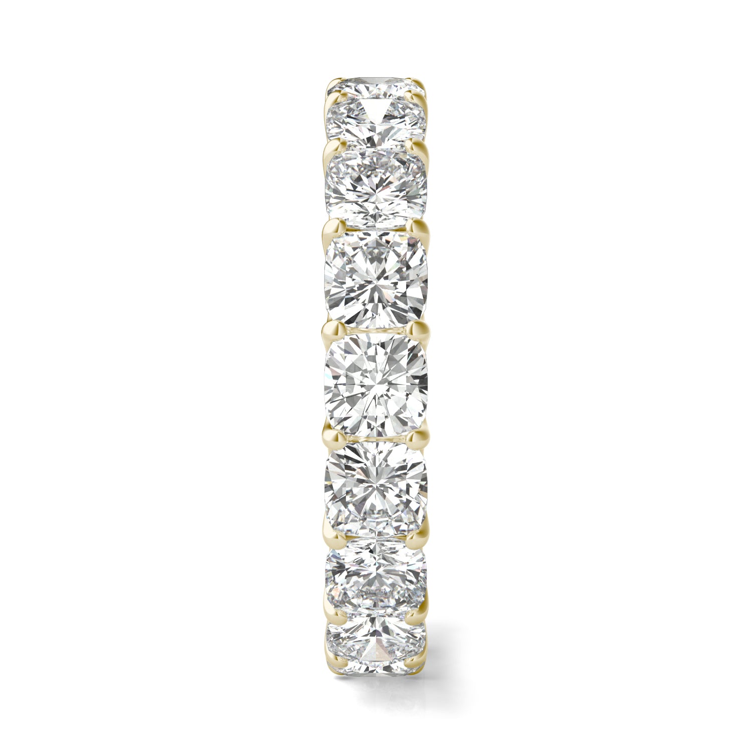 4.18 CTW DEW Cushion Moissanite Eternity Band in 14K Yellow Gold