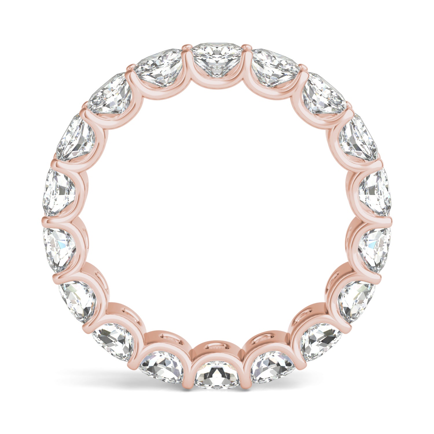 4.18 CTW DEW Cushion Moissanite Eternity Band in 14K Rose Gold