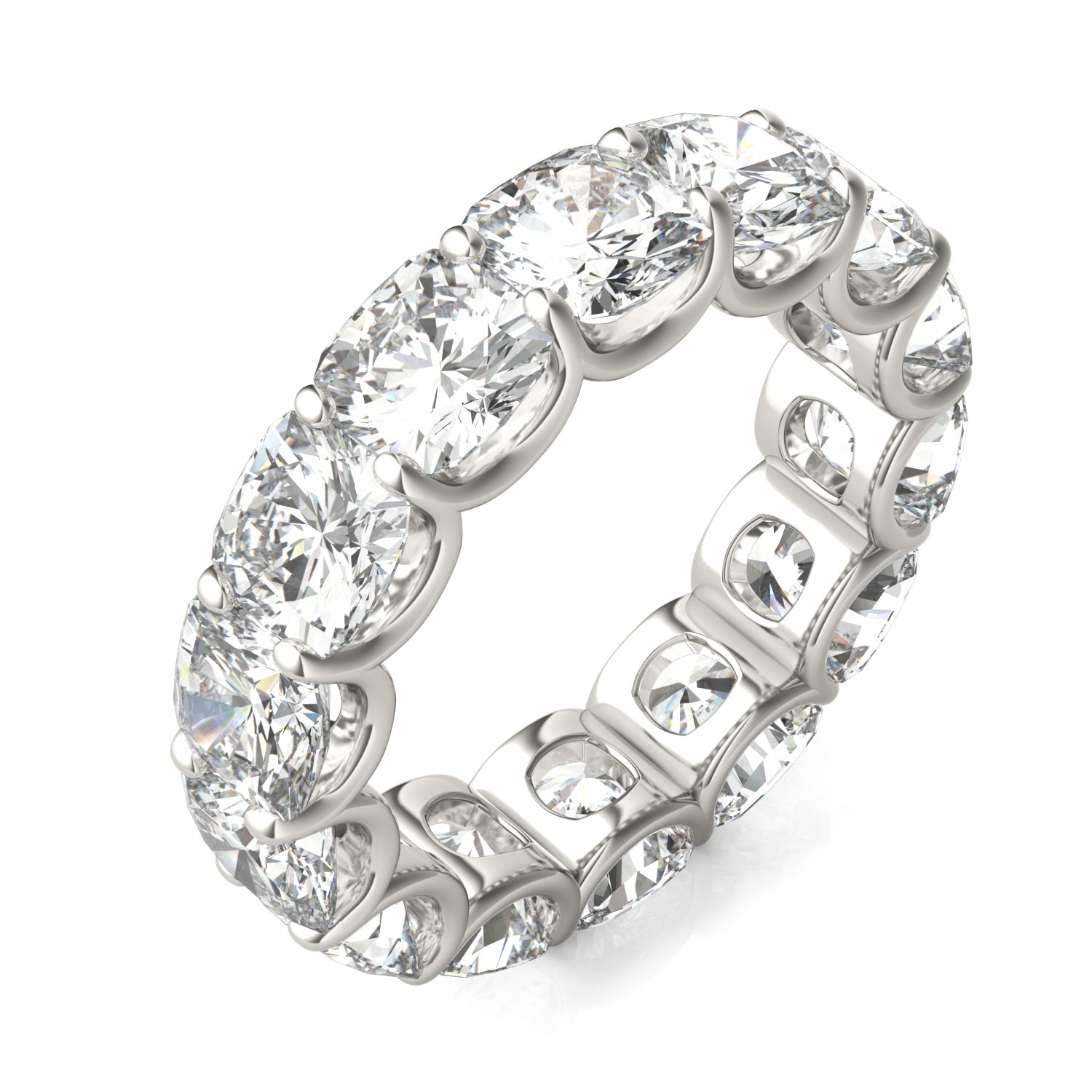 8.40 CTW DEW Cushion Moissanite Eternity Band in 14K White Gold