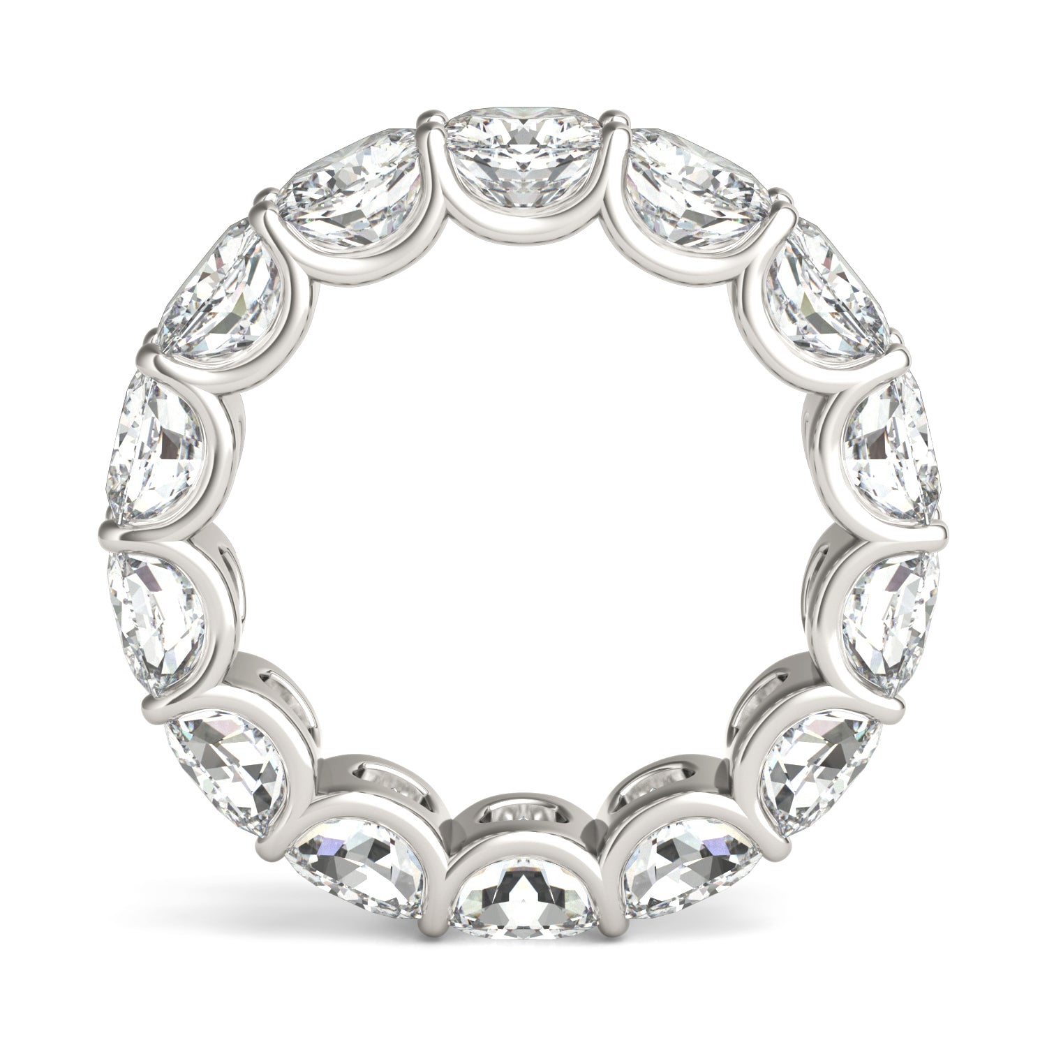 8.40 CTW DEW Cushion Moissanite Eternity Band in 14K White Gold