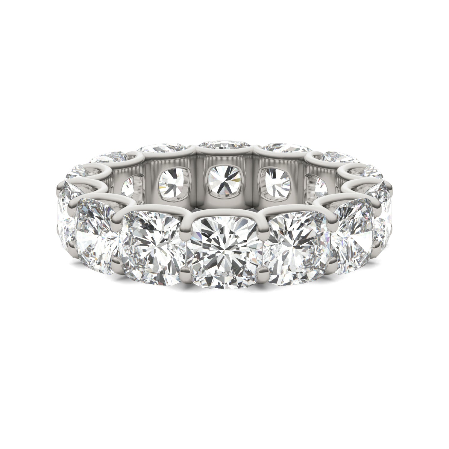 8.40 CTW DEW Cushion Moissanite Eternity Band in 14K White Gold