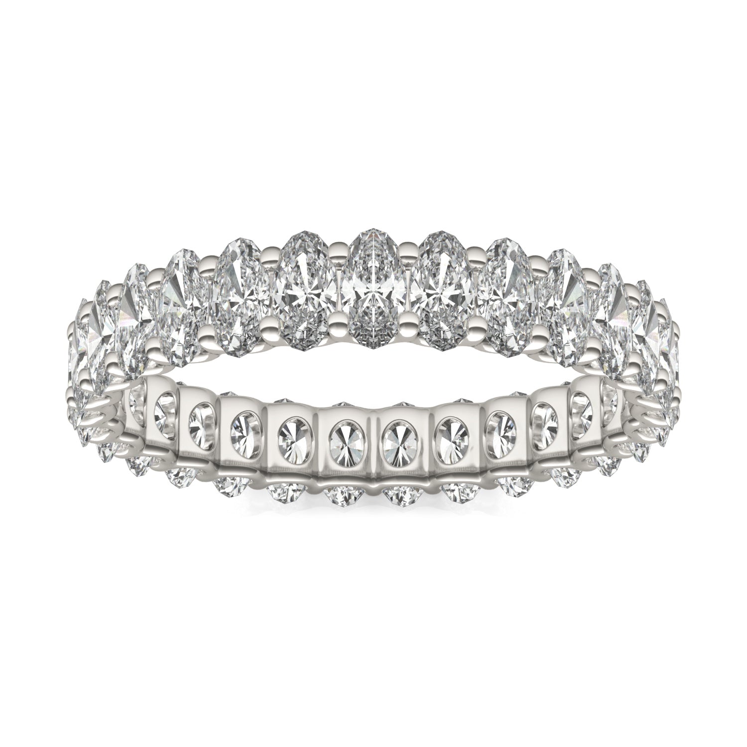2.90 CTW DEW Oval Moissanite Eternity Band in 14K White Gold