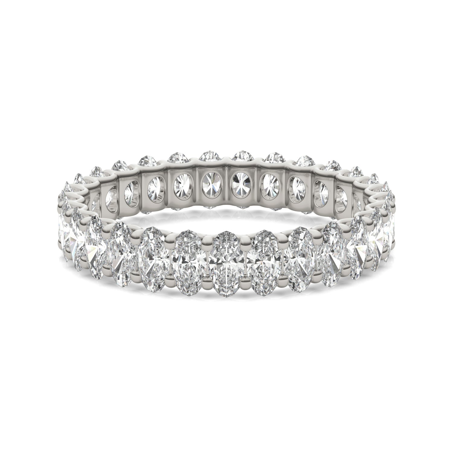 2.90 CTW DEW Oval Moissanite Eternity Band in 14K White Gold