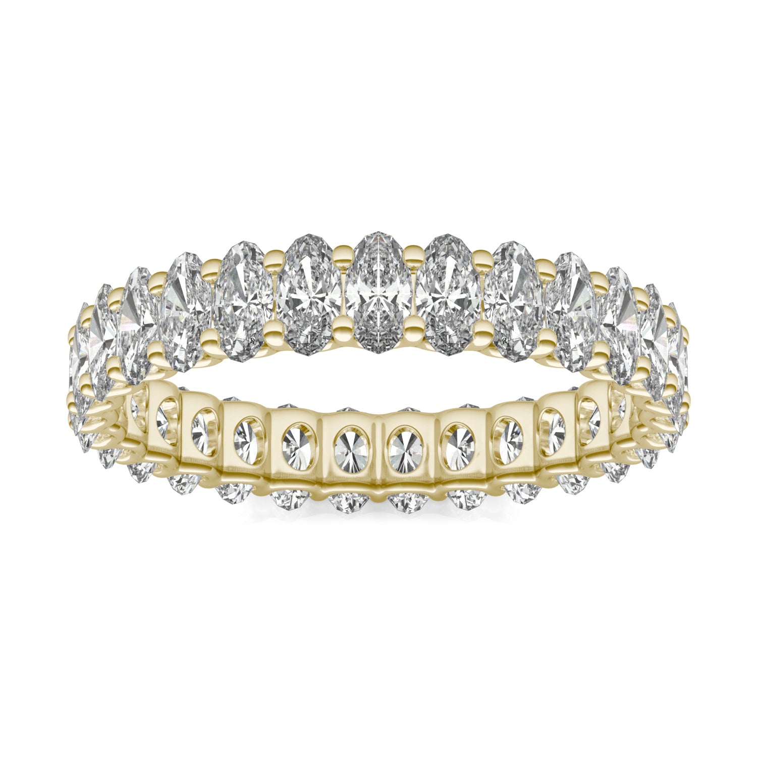 2.90 CTW DEW Oval Moissanite Eternity Band in 14K Yellow Gold