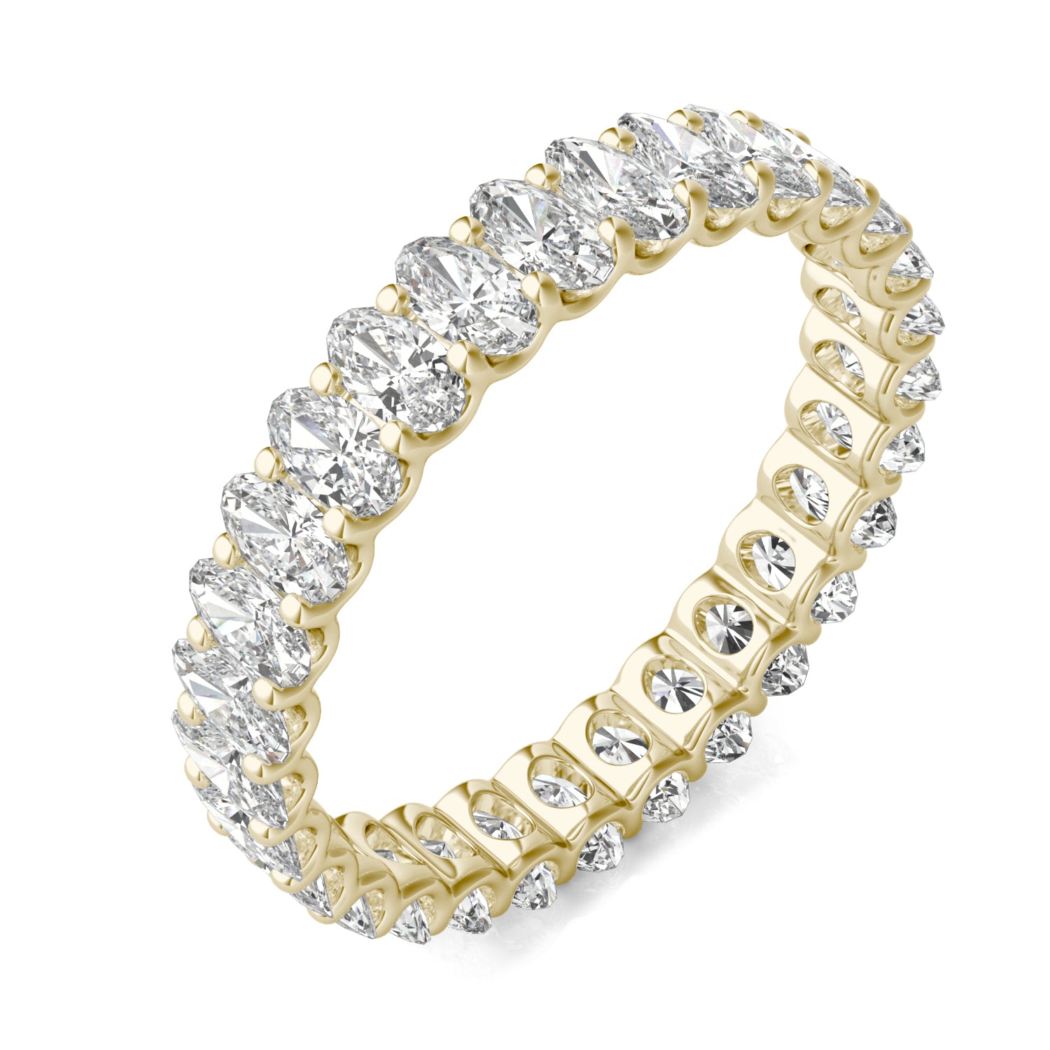 2.90 CTW DEW Oval Moissanite Eternity Band in 14K Yellow Gold