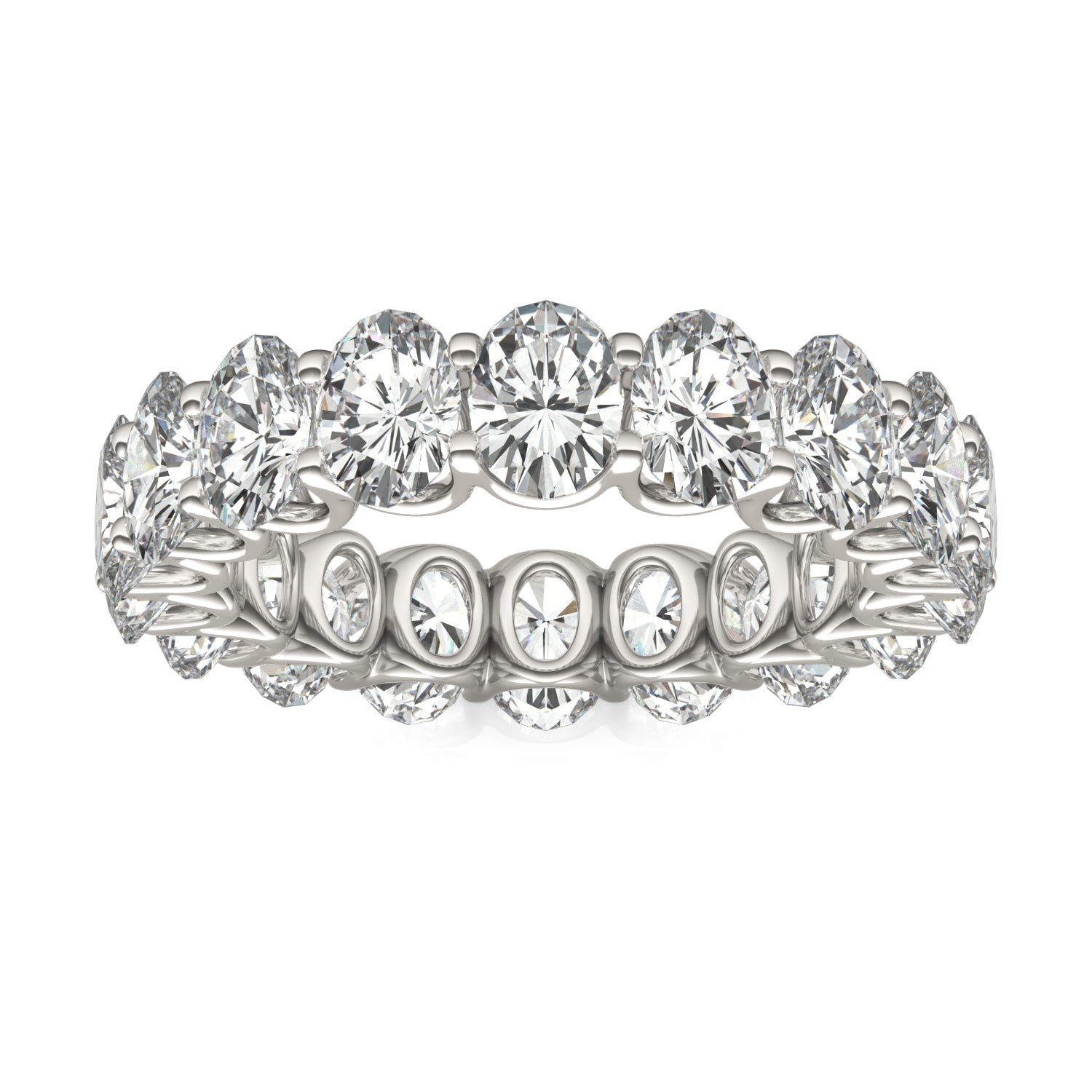 8.50 CTW DEW Oval Moissanite Eternity Band in 14K White Gold