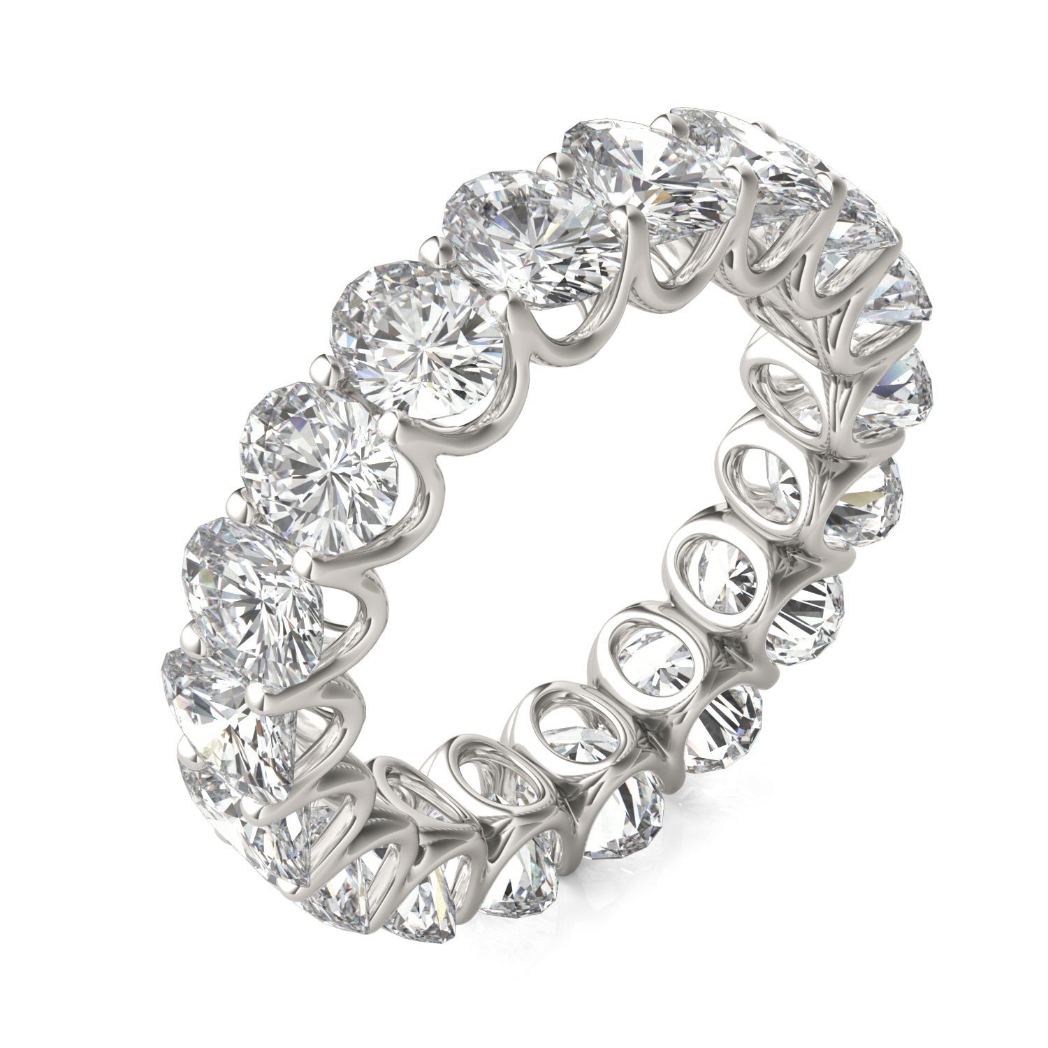 8.50 CTW DEW Oval Moissanite Eternity Band in 14K White Gold