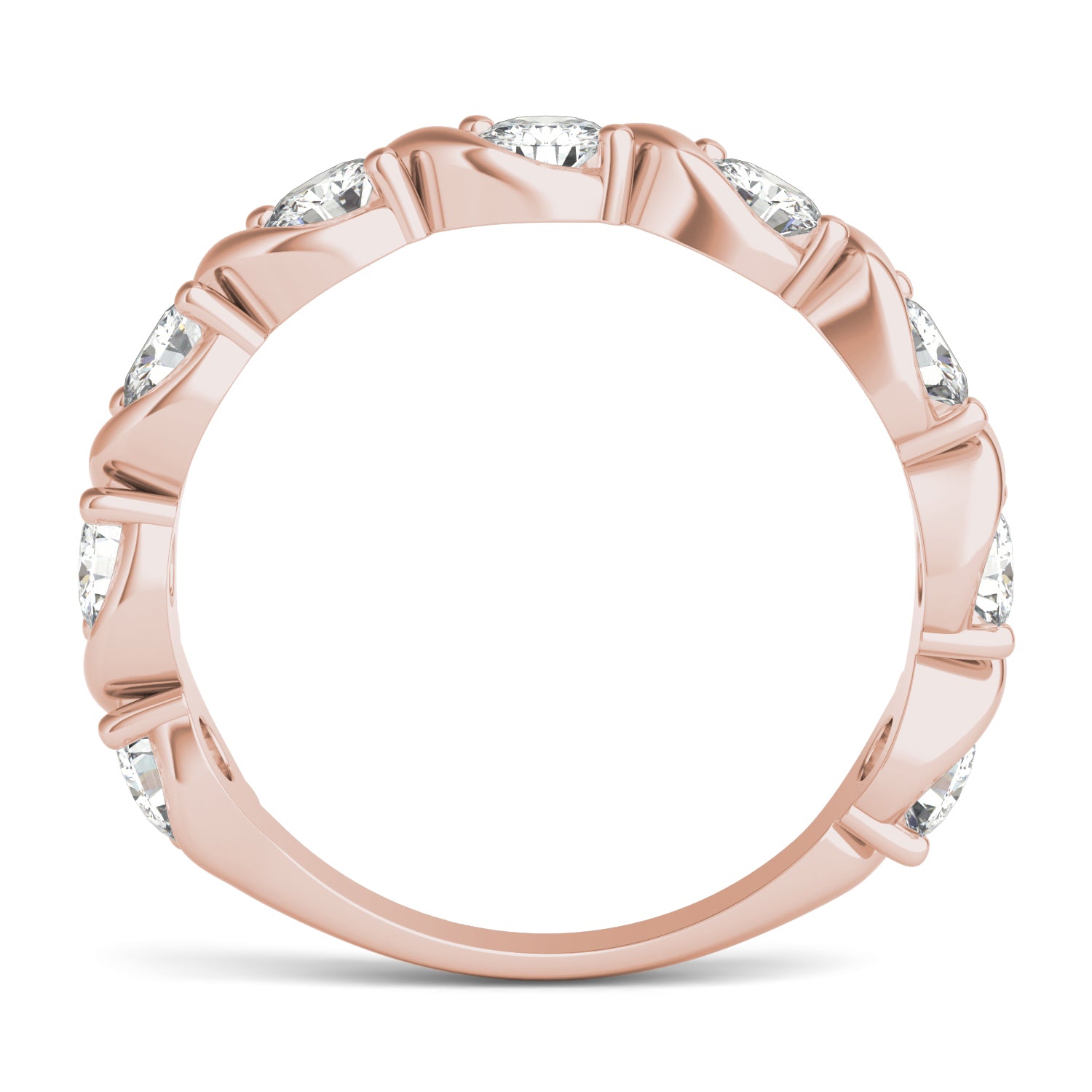 0.90 CTW DEW Round Moissanite Anniversary Band in 14K Rose Gold