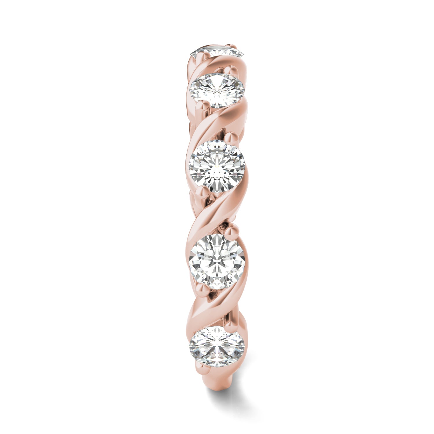 0.90 CTW DEW Round Moissanite Anniversary Band in 14K Rose Gold