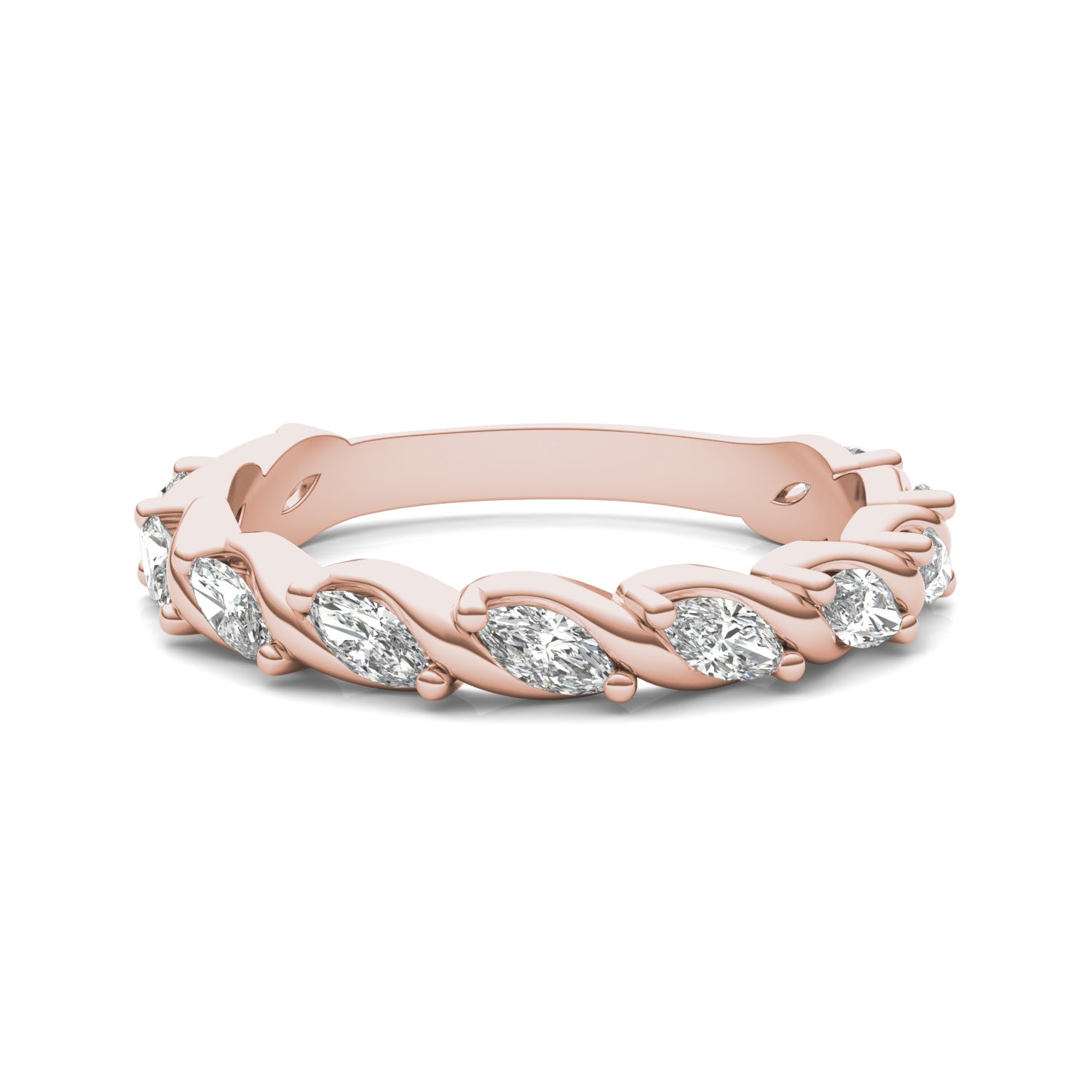 0.77 CTW DEW Marquise Moissanite Anniversary Band in 14K Rose Gold