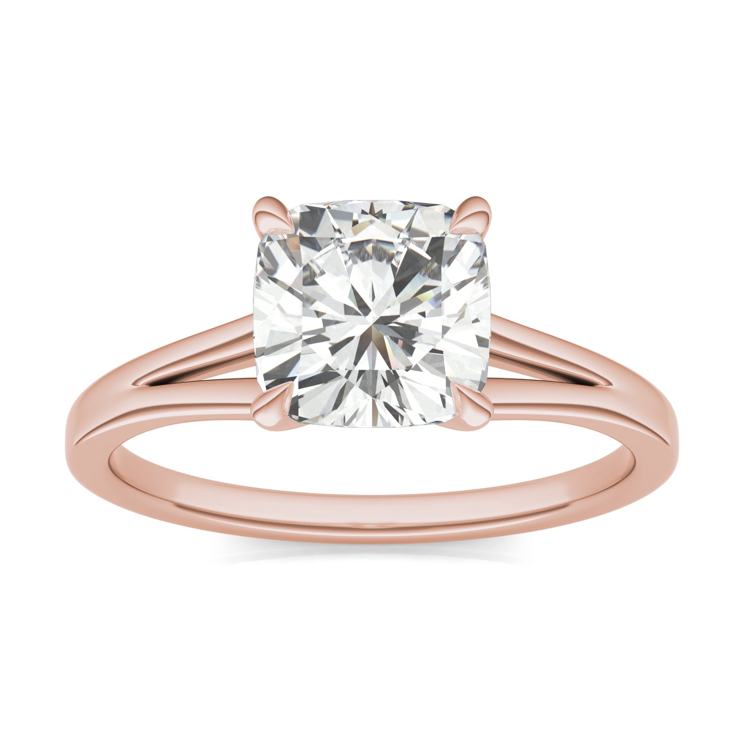 2.06 CTW DEW Cushion Moissanite Accented Ring in 14K Rose Gold