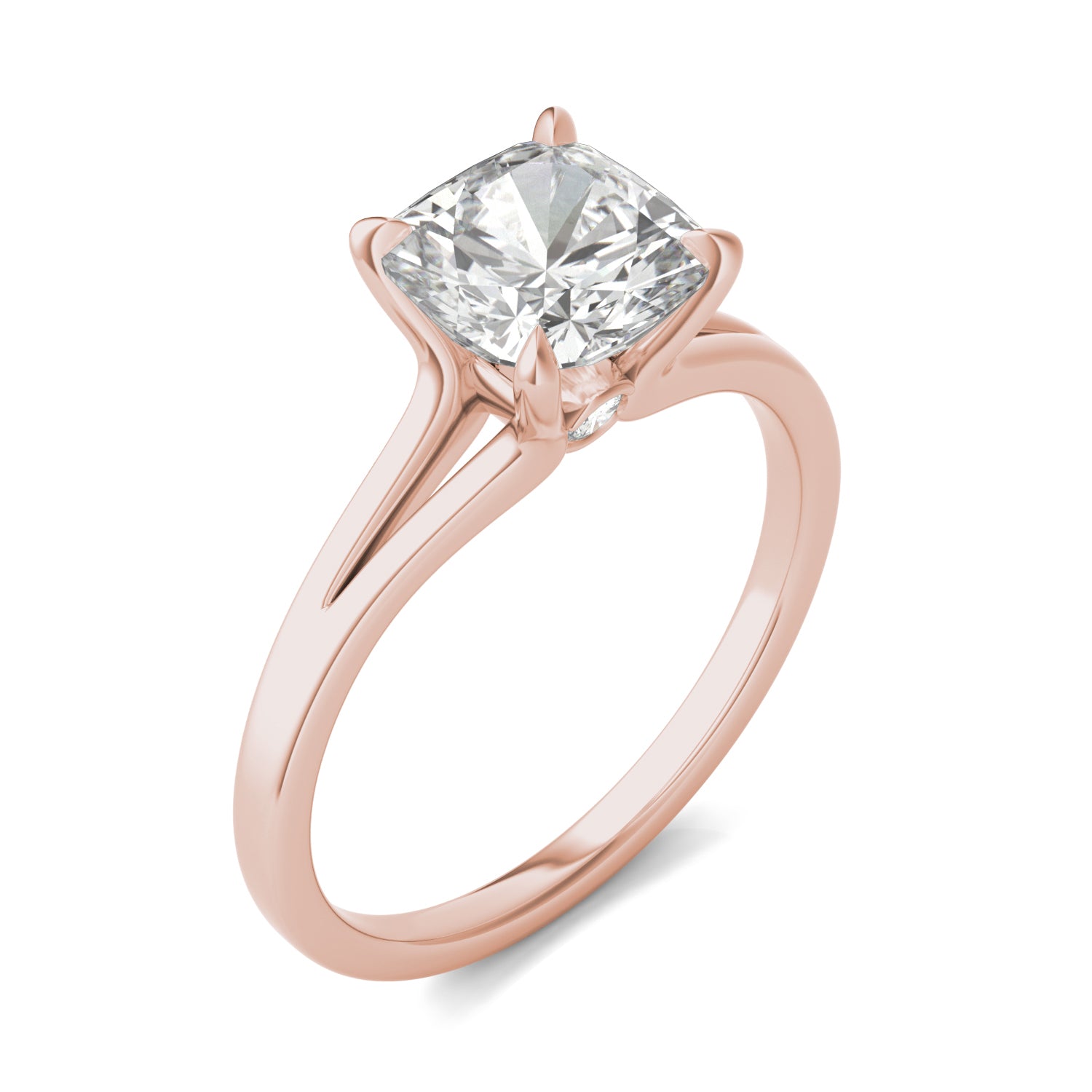 2.06 CTW DEW Cushion Moissanite Accented Ring in 14K Rose Gold