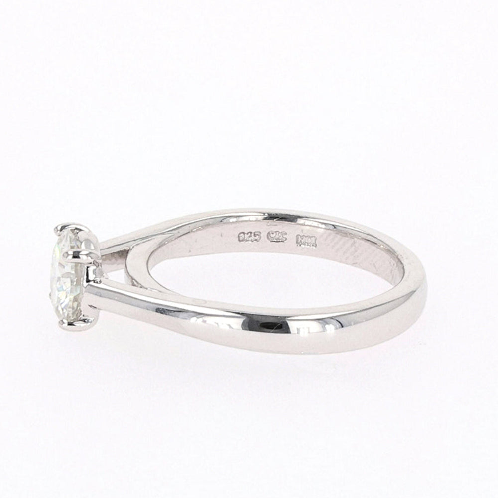 1.00 CTW DEW Round Moissanite Four Prong Solitaire Engagement Ring in Sterling Silver