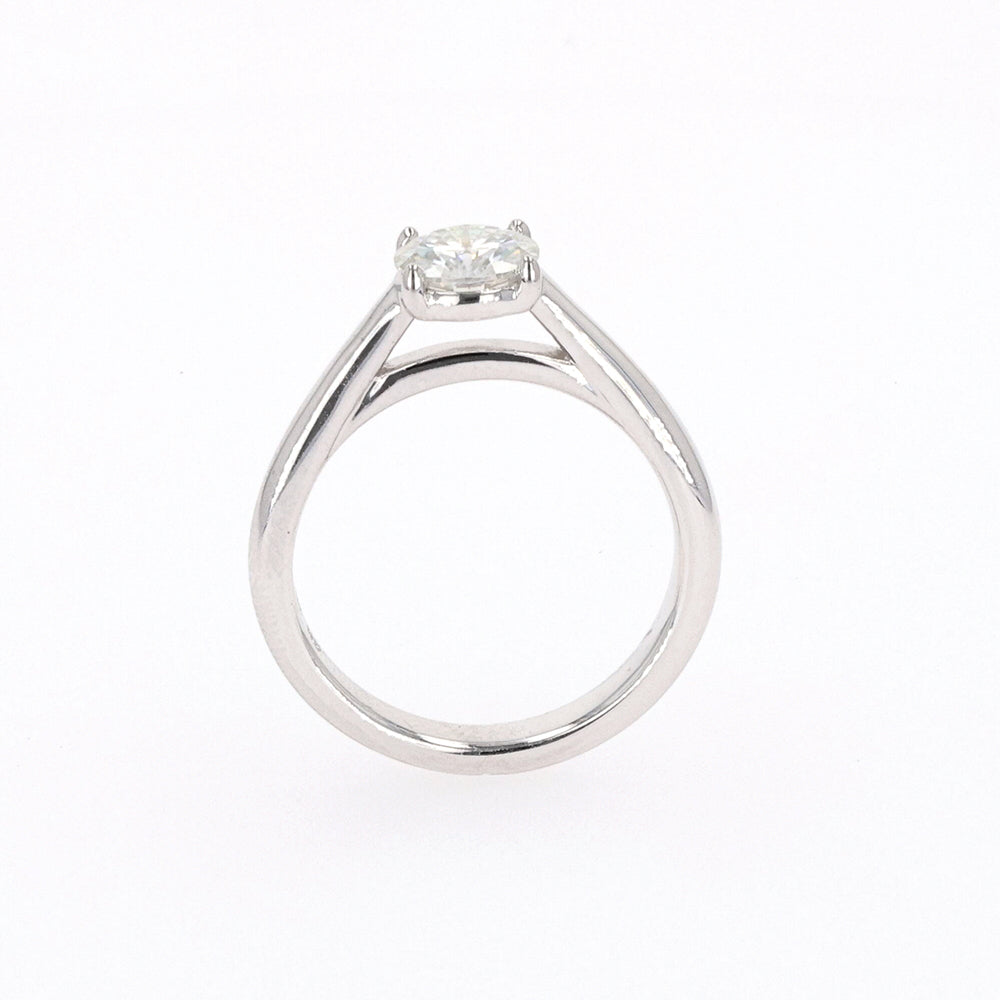 1.00 CTW DEW Round Moissanite Four Prong Solitaire Engagement Ring in Sterling Silver