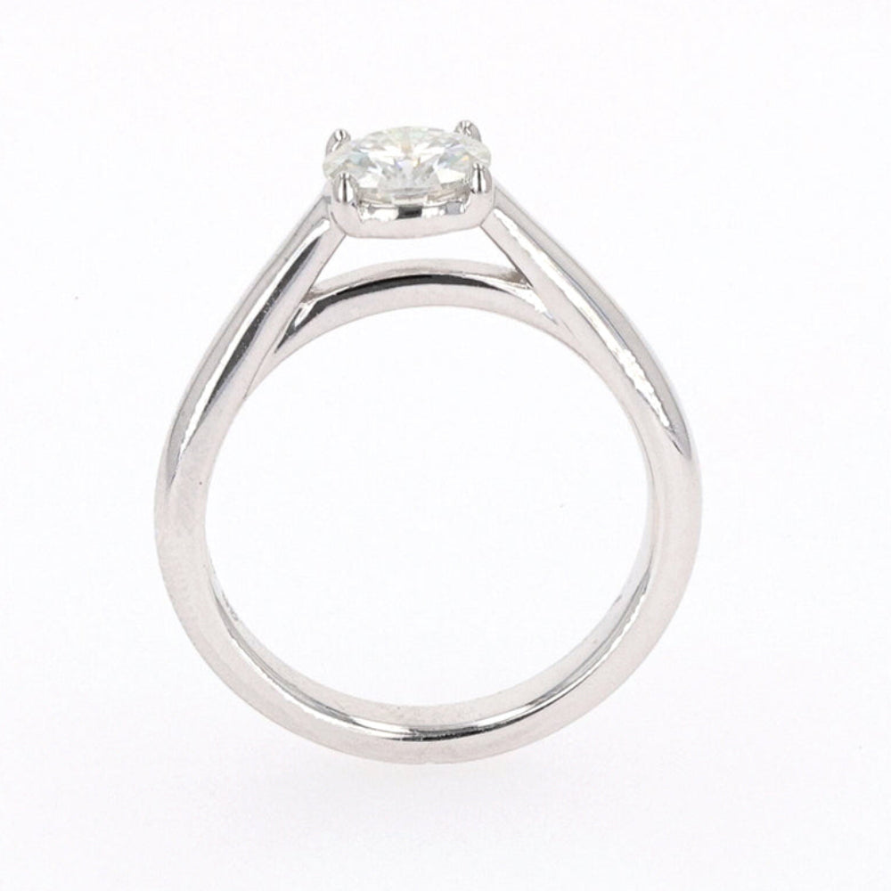 1.00 CTW DEW Round Moissanite Four Prong Solitaire Engagement Ring in Sterling Silver