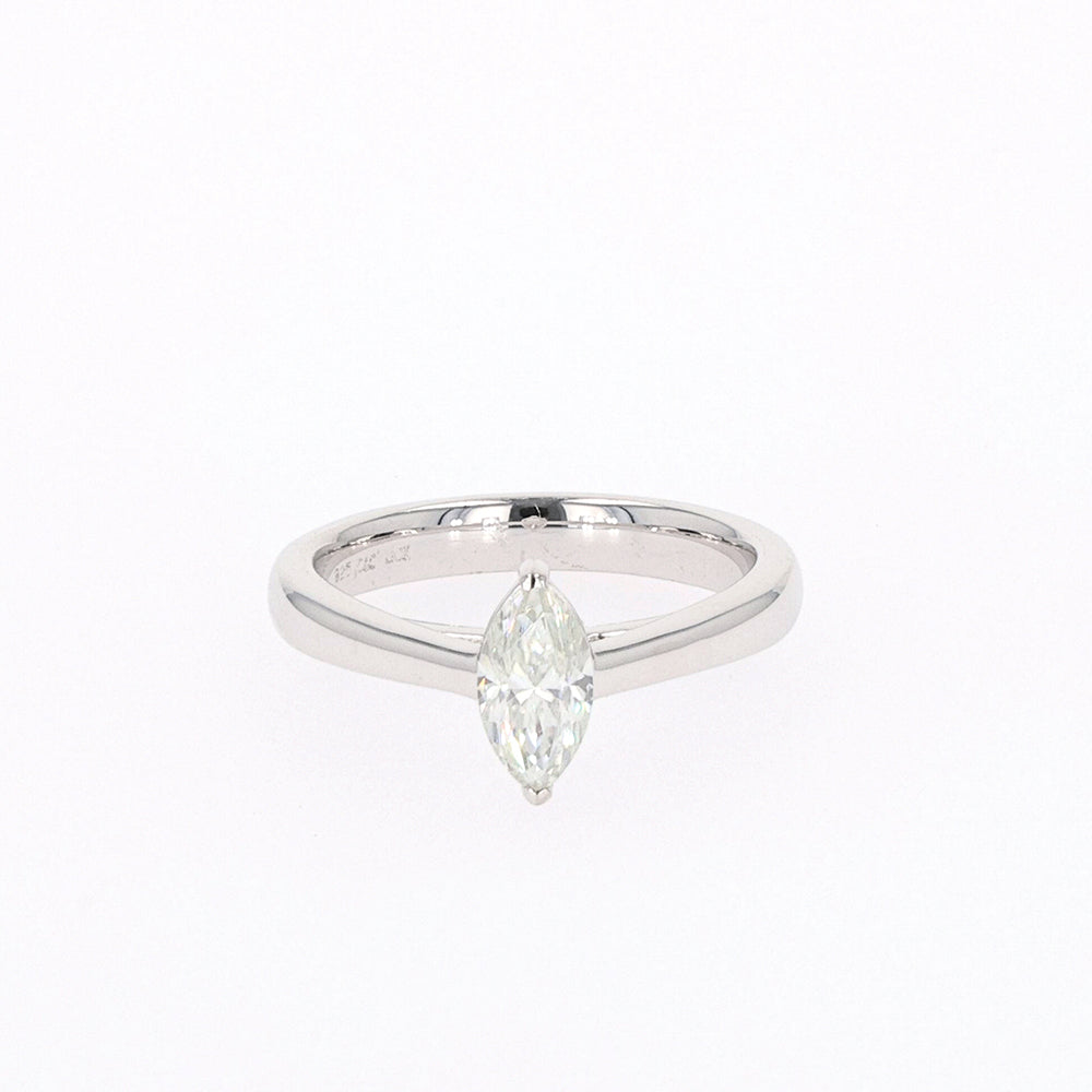 0.70 CTW DEW Marquise Moissanite Two Prong Solitaire Ring in Sterling Silver