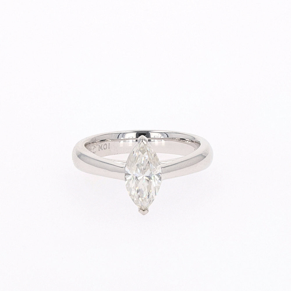 1.40 CTW DEW Marquise Moissanite Two Prong Solitaire Ring in Sterling Silver