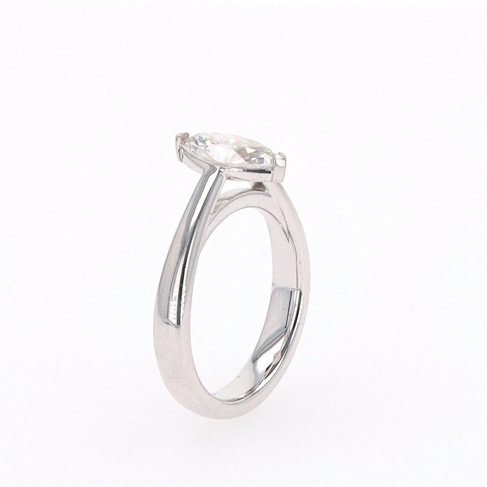 1.40 CTW DEW Marquise Moissanite Two Prong Solitaire Ring in Sterling Silver