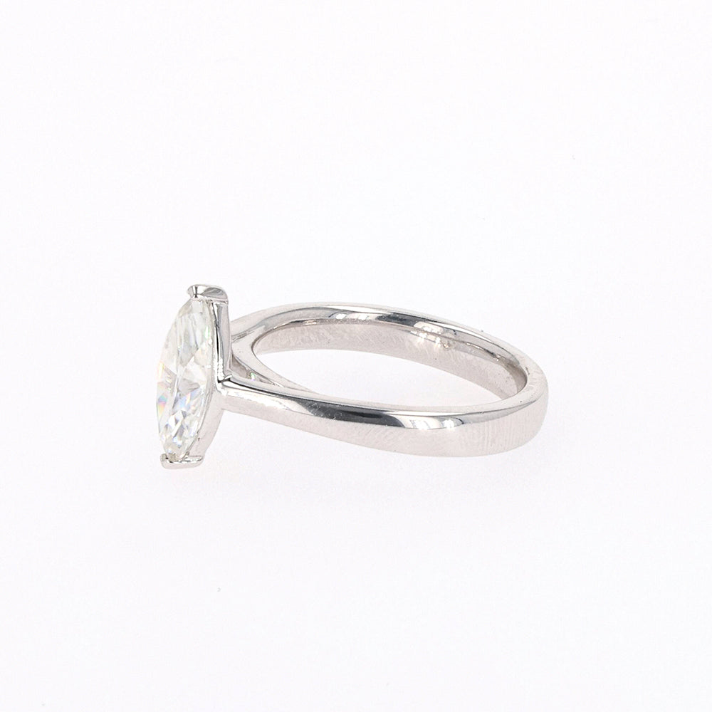 1.80 CTW DEW Marquise Moissanite Two Prong Solitaire Ring in Sterling Silver
