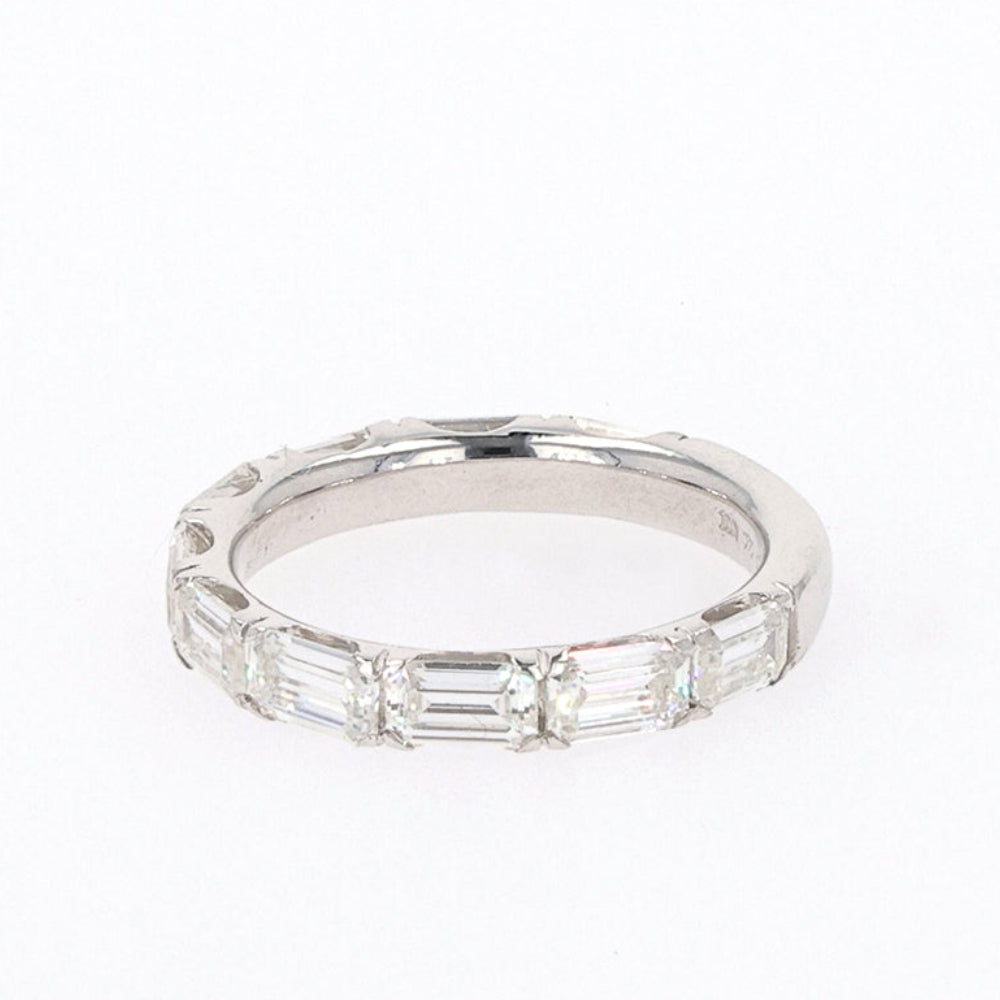 2.70 CTW DEW Emerald Moissanite Shared Prong Band in Sterling Silver
