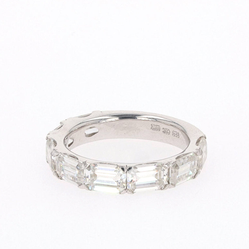 4.64 CTW DEW Emerald Moissanite Shared Prong Band in Sterling Silver