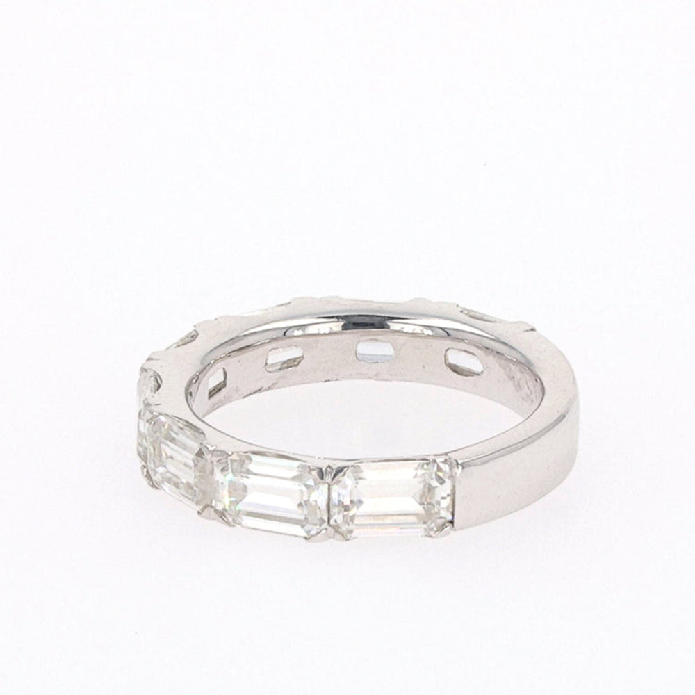 4.64 CTW DEW Emerald Moissanite Shared Prong Band in Sterling Silver