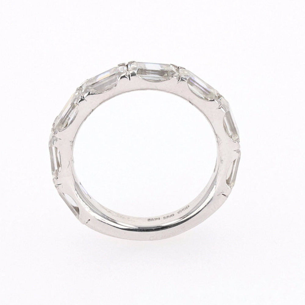 4.64 CTW DEW Emerald Moissanite Shared Prong Band in Sterling Silver